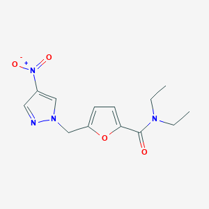 molecular formula C13H16N4O4 B331889 5-(4-Nitro-pyrazol-1-ylmethyl)-furan-2-carboxylic acid diethylamide 