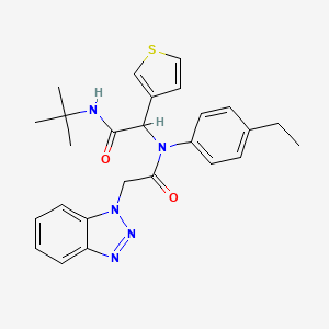 2-(2-(1H-Benzo[d][1,2,3]triazol-1-yl)-N-(4-ethylphenyl)acetamido)-N-(tert-butyl)-2-(thiophen-3-yl)acetamide