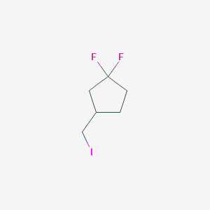 molecular formula C6H9F2I B3318957 1,1-Difluoro-3-(iodomethyl)cyclopentane CAS No. 1042153-28-5