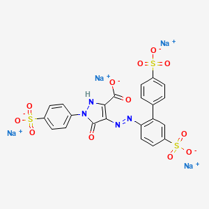 molecular formula C22H12N4Na4O12S3 B3318977 Tetrasodium 4-((4',5-disulfo(1,1'-biphenyl)-2-yl)hydrazono)-4,5-dihydro-5-oxo-1-(4-sulfophenyl)-1H-pyrazole-3-carboxylate CAS No. 104728-61-2