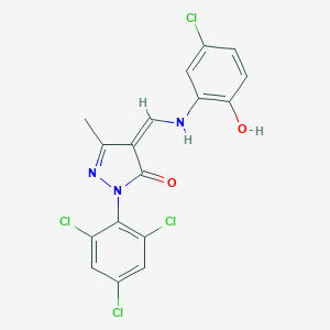 molecular formula C17H11Cl4N3O2 B331898 (4Z)-4-[(5-chloro-2-hydroxyanilino)methylidene]-5-methyl-2-(2,4,6-trichlorophenyl)pyrazol-3-one 