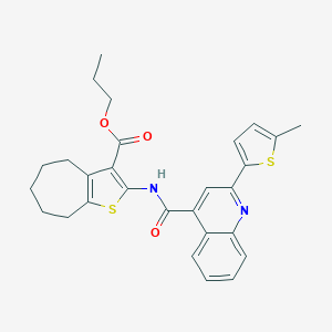 propyl 2-({[2-(5-methyl-2-thienyl)-4-quinolinyl]carbonyl}amino)-5,6,7,8-tetrahydro-4H-cyclohepta[b]thiophene-3-carboxylate
