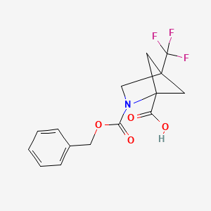molecular formula C15H14F3NO4 B3319020 2-[(Benzyloxy)carbonyl]-4-(trifluoromethyl)-2-azabicyclo[2.1.1]hexane-1-carboxylic acid CAS No. 1050886-63-9