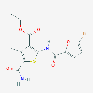 molecular formula C14H13BrN2O5S B331903 Ethyl 2-{[(5-bromofuran-2-yl)carbonyl]amino}-5-carbamoyl-4-methylthiophene-3-carboxylate 