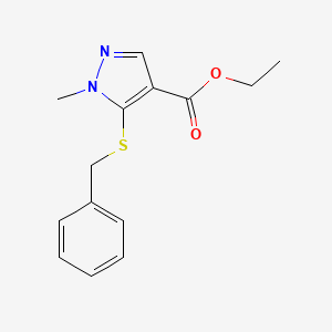 molecular formula C14H16N2O2S B3319062 Ethyl 5-(benzylthio)-1-methyl-1H-pyrazole-4-carboxylate CAS No. 105958-89-2