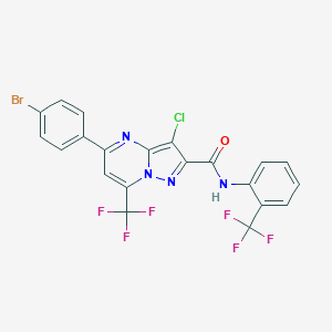 molecular formula C21H10BrClF6N4O B331908 5-(4-bromophenyl)-3-chloro-7-(trifluoromethyl)-N-[2-(trifluoromethyl)phenyl]pyrazolo[1,5-a]pyrimidine-2-carboxamide 