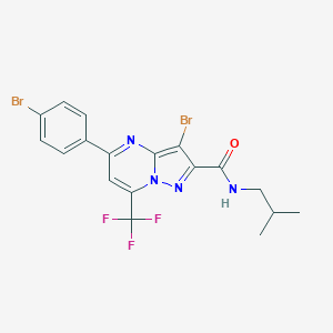 molecular formula C18H15Br2F3N4O B331918 3-bromo-5-(4-bromophenyl)-N-(2-methylpropyl)-7-(trifluoromethyl)pyrazolo[1,5-a]pyrimidine-2-carboxamide 