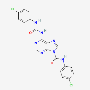 molecular formula C19H13Cl2N7O2 B3319268 N-(4-Chlorophenyl)-6-[[[(4-chlorophenyl)amino]carbonyl]amino]-H-purine-9-carboxamide CAS No. 1092352-77-6
