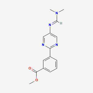 molecular formula C15H16N4O2 B3319317 3-[5-(((Dimethylamino)methylene)amino)pyrimidin-2-yl]benzoic acid methyl ester CAS No. 1092568-85-8