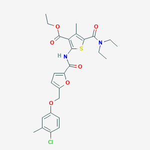 molecular formula C26H29ClN2O6S B331936 Ethyl 2-[({5-[(4-chloro-3-methylphenoxy)methyl]furan-2-yl}carbonyl)amino]-5-(diethylcarbamoyl)-4-methylthiophene-3-carboxylate 
