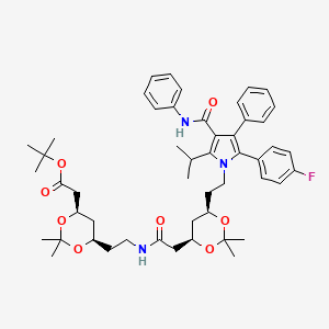 Tert-butyl 2-[(4R,6R)-6-[2-[[2-[(4R,6R)-6-[2-[2-(4-fluorophenyl)-3-phenyl-4-(phenylcarbamoyl)-5-propan-2-ylpyrrol-1-yl]ethyl]-2,2-dimethyl-1,3-dioxan-4-yl]acetyl]amino]ethyl]-2,2-dimethyl-1,3-dioxan-4-yl]acetate