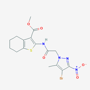 molecular formula C16H17BrN4O5S B331948 methyl 2-[({4-bromo-3-nitro-5-methyl-1H-pyrazol-1-yl}acetyl)amino]-4,5,6,7-tetrahydro-1-benzothiophene-3-carboxylate 