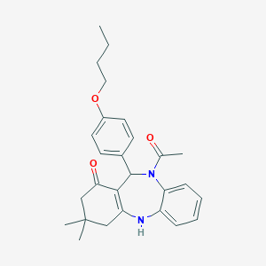 molecular formula C27H32N2O3 B331951 5-Acetyl-6-(4-butoxyphenyl)-9,9-dimethyl-6,8,10,11-tetrahydrobenzo[b][1,4]benzodiazepin-7-one 