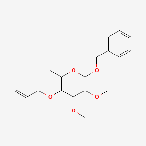 molecular formula C18H26O5 B3319578 (2S,3S,4R,5R,6R)-3-(Allyloxy)-6-(benzyloxy)-4,5-dimethoxy-2-methyltetrahydro-2H-pyran CAS No. 114284-04-7