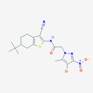 molecular formula C19H22BrN5O3S B331964 2-(4-bromo-5-methyl-3-nitro-1H-pyrazol-1-yl)-N-(6-tert-butyl-3-cyano-4,5,6,7-tetrahydro-1-benzothiophen-2-yl)acetamide 