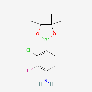 molecular formula C12H16BClFNO2 B3319664 3-Chloro-2-fluoro-4-(4,4,5,5-tetramethyl-1,3,2-dioxaborolan-2-YL)aniline CAS No. 1154740-65-4