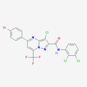 molecular formula C20H9BrCl3F3N4O B331971 5-(4-bromophenyl)-3-chloro-N-(2,3-dichlorophenyl)-7-(trifluoromethyl)pyrazolo[1,5-a]pyrimidine-2-carboxamide 