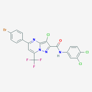 molecular formula C20H9BrCl3F3N4O B331972 5-(4-bromophenyl)-3-chloro-N-(3,4-dichlorophenyl)-7-(trifluoromethyl)pyrazolo[1,5-a]pyrimidine-2-carboxamide 