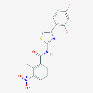 molecular formula C17H11F2N3O3S B331974 N-[4-(2,4-difluorophenyl)-1,3-thiazol-2-yl]-2-methyl-3-nitrobenzamide 