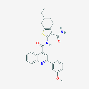 N-(3-carbamoyl-6-ethyl-4,5,6,7-tetrahydro-1-benzothiophen-2-yl)-2-(3-methoxyphenyl)quinoline-4-carboxamide