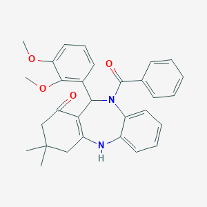 molecular formula C30H30N2O4 B331980 11-(2,3-dimethoxyphenyl)-3,3-dimethyl-10-(phenylcarbonyl)-2,3,4,5,10,11-hexahydro-1H-dibenzo[b,e][1,4]diazepin-1-one 