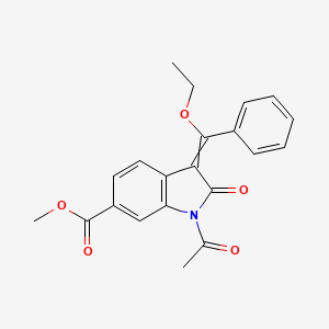 molecular formula C21H19NO5 B3319804 1-Acetyl-3-(1-ethoxy-1-phenylmethylene)-6-methoxycarbonyl-2-indolinone CAS No. 1175365-43-1