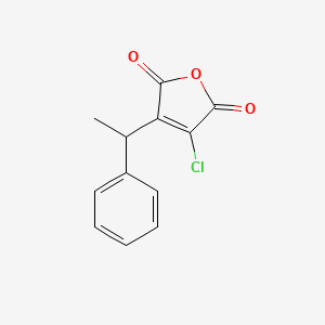 molecular formula C12H9ClO3 B3319859 3-Chloro-4-(1-phenylethyl)-2,5-dihydrofuran-2,5-dione CAS No. 118658-10-9