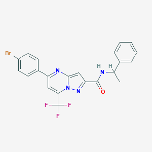 molecular formula C22H16BrF3N4O B331986 5-(4-bromophenyl)-N-(1-phenylethyl)-7-(trifluoromethyl)pyrazolo[1,5-a]pyrimidine-2-carboxamide 