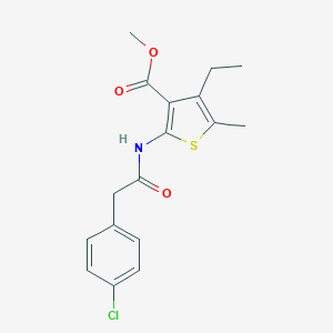 molecular formula C17H18ClNO3S B331988 Methyl 2-{[(4-chlorophenyl)acetyl]amino}-4-ethyl-5-methyl-3-thiophenecarboxylate 