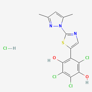 molecular formula C14H11Cl4N3O2S B3319886 2-(3,5-Dimethylpyrazol-1-yl)-5-(2,5-dihydroxy-3,4,6-trichlorophenyl)thiazole hydrochloride CAS No. 1187732-73-5