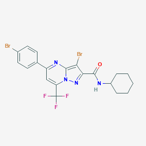 molecular formula C20H17Br2F3N4O B331993 3-bromo-5-(4-bromophenyl)-N-cyclohexyl-7-(trifluoromethyl)pyrazolo[1,5-a]pyrimidine-2-carboxamide 