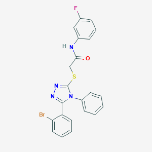 molecular formula C22H16BrFN4OS B331999 2-{[5-(2-bromophenyl)-4-phenyl-4H-1,2,4-triazol-3-yl]sulfanyl}-N-(3-fluorophenyl)acetamide 