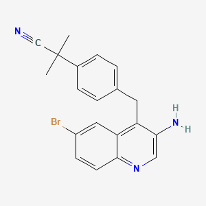 molecular formula C20H18BrN3 B3320026 2-(4-((3-Amino-6-bromoquinolin-4-yl)methyl)phenyl)-2-methylpropanenitrile CAS No. 1201643-77-7