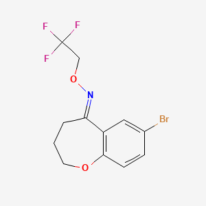 molecular formula C12H11BrF3NO2 B3320053 (E)-7-Bromo-3,4-dihydrobenzo[b]oxepin-5(2H)-one O-2,2,2-trifluoroethyl oxime CAS No. 1202859-38-8