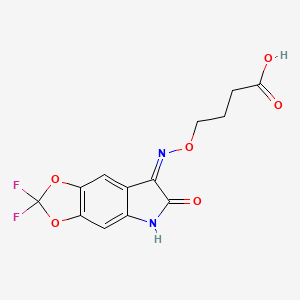 molecular formula C13H10F2N2O6 B3320061 4-{[(2,2-Difluoro-6-oxo-2H,6H-[1,3]dioxolo[4,5-f]indol-7-yl)amino]oxy}butanoic acid CAS No. 1202859-51-5