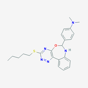 molecular formula C23H27N5OS B332011 N,N-dimethyl-4-[3-(pentylsulfanyl)-6,7-dihydro[1,2,4]triazino[5,6-d][3,1]benzoxazepin-6-yl]aniline 