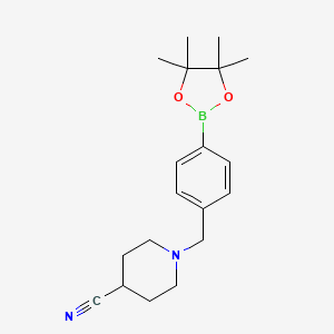 1-{[4-(Tetramethyl-1,3,2-dioxaborolan-2-yl)phenyl]methyl}piperidine-4-carbonitrile