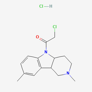 molecular formula C15H20Cl2N2O B3320135 5-(Chloroacetyl)-2,8-dimethyl-2,3,4,4a,5,9b-hexahydro-1H-pyrido[4,3-b]indole hydrochloride CAS No. 1208463-10-8