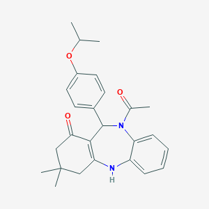 molecular formula C26H30N2O3 B332014 5-Acetyl-6-(4-isopropoxyphenyl)-9,9-dimethyl-6,8,10,11-tetrahydrobenzo[b][1,4]benzodiazepin-7-one 