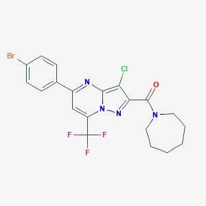 molecular formula C20H17BrClF3N4O B332016 2-(1-Azepanylcarbonyl)-5-(4-bromophenyl)-3-chloro-7-(trifluoromethyl)pyrazolo[1,5-a]pyrimidine 