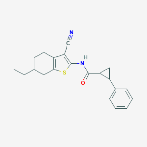 molecular formula C21H22N2OS B332017 N-(3-cyano-6-ethyl-4,5,6,7-tetrahydro-1-benzothiophen-2-yl)-2-phenylcyclopropanecarboxamide 