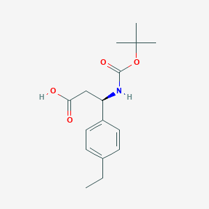 molecular formula C16H23NO4 B3320293 (R)-3-((tert-Butoxycarbonyl)amino)-3-(4-ethylphenyl)propanoic acid CAS No. 1228568-66-8