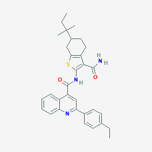 molecular formula C32H35N3O2S B332032 N-[3-carbamoyl-6-(2-methylbutan-2-yl)-4,5,6,7-tetrahydro-1-benzothiophen-2-yl]-2-(4-ethylphenyl)quinoline-4-carboxamide 