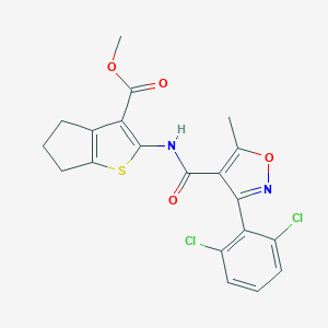 molecular formula C20H16Cl2N2O4S B332038 methyl 2-({[3-(2,6-dichlorophenyl)-5-methyl-1,2-oxazol-4-yl]carbonyl}amino)-5,6-dihydro-4H-cyclopenta[b]thiophene-3-carboxylate 