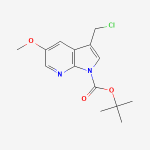 molecular formula C14H17ClN2O3 B3320391 叔丁基 3-(氯甲基)-5-甲氧基-1H-吡咯并[2,3-b]吡啶-1-羧酸酯 CAS No. 1234616-56-8