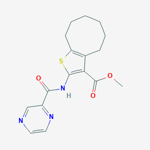 molecular formula C17H19N3O3S B332041 Methyl 2-[(2-pyrazinylcarbonyl)amino]-4,5,6,7,8,9-hexahydrocycloocta[b]thiophene-3-carboxylate 