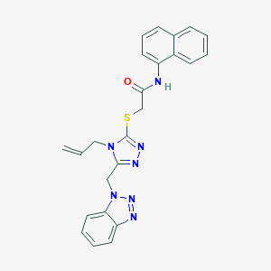 molecular formula C24H21N7OS B332042 2-{[5-(1H-benzotriazol-1-ylmethyl)-4-(prop-2-en-1-yl)-4H-1,2,4-triazol-3-yl]sulfanyl}-N-(naphthalen-1-yl)acetamide 