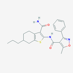molecular formula C23H25N3O3S B332046 N-(3-carbamoyl-6-propyl-4,5,6,7-tetrahydro-1-benzothiophen-2-yl)-5-methyl-3-phenyl-1,2-oxazole-4-carboxamide 