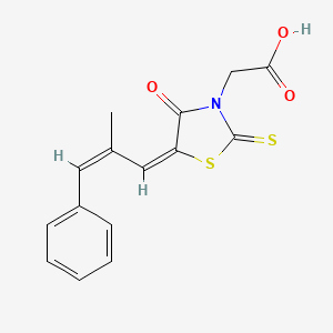 molecular formula C15H13NO3S2 B3320522 2-((E)-5-((Z)-2-Methyl-3-phenylallylidene)-4-oxo-2-thioxothiazolidin-3-yl)acetic acid CAS No. 124782-64-5