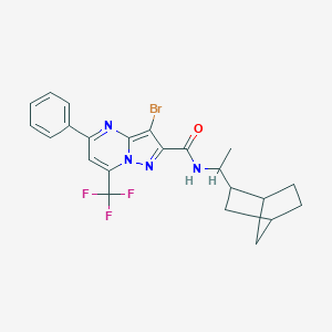molecular formula C23H22BrF3N4O B332053 N-(1-bicyclo[2.2.1]hept-2-ylethyl)-3-bromo-5-phenyl-7-(trifluoromethyl)pyrazolo[1,5-a]pyrimidine-2-carboxamide 